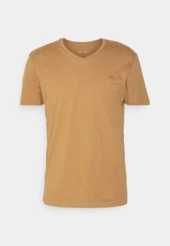 Pier One V Neck Bird Tonal 3 Pack - T-Shirt Basic - Light Brown/White/Dark Blue -Pier One 239be3f8d5344e18a078136b88ad5384