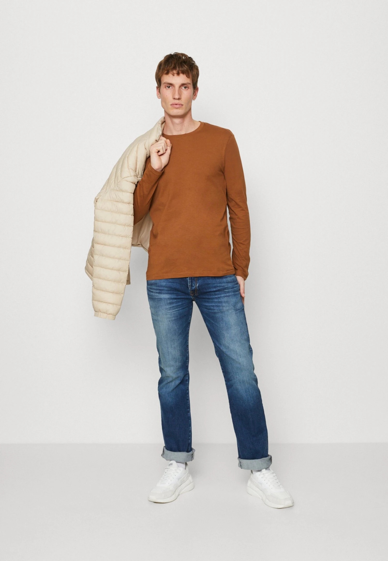 Pier One 5 Pack - Longsleeve - Blue/Off-White/Light Brown 1 Pier One 5 Pack - Longsleeve - Blue/Off-White/Light Brown