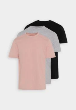 Pier One 3 Pack - T-Shirt Basic - Mottled Light Grey/Pink/Black -Pier One 99867f7702c549b5b66de9a87bff9eae